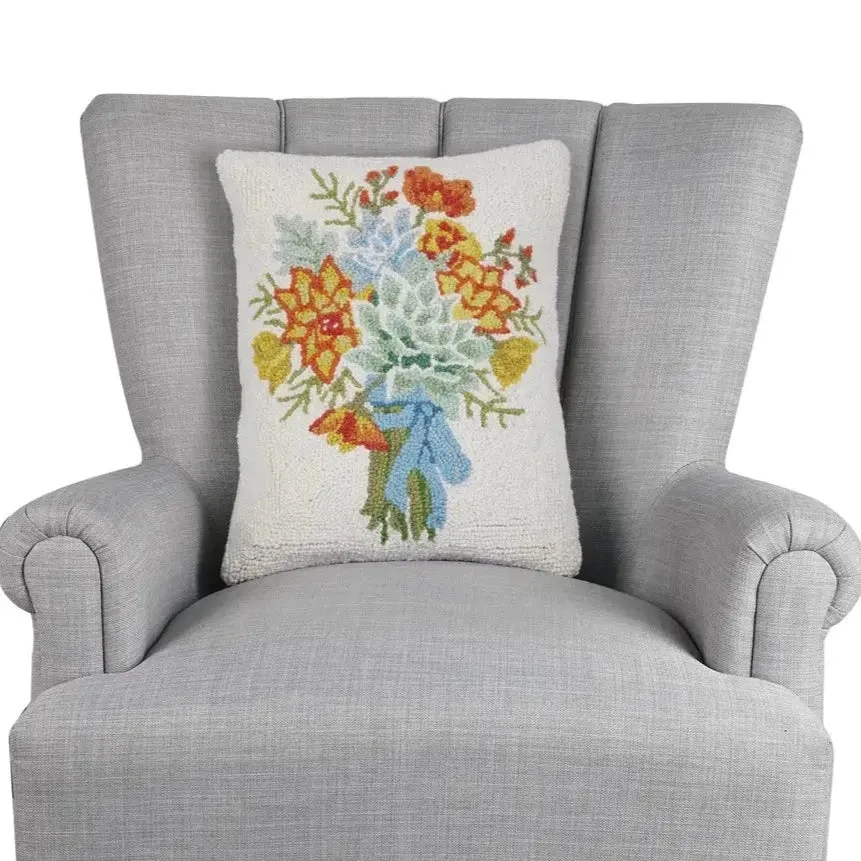 Succulent Bouquet Hooked Pillow