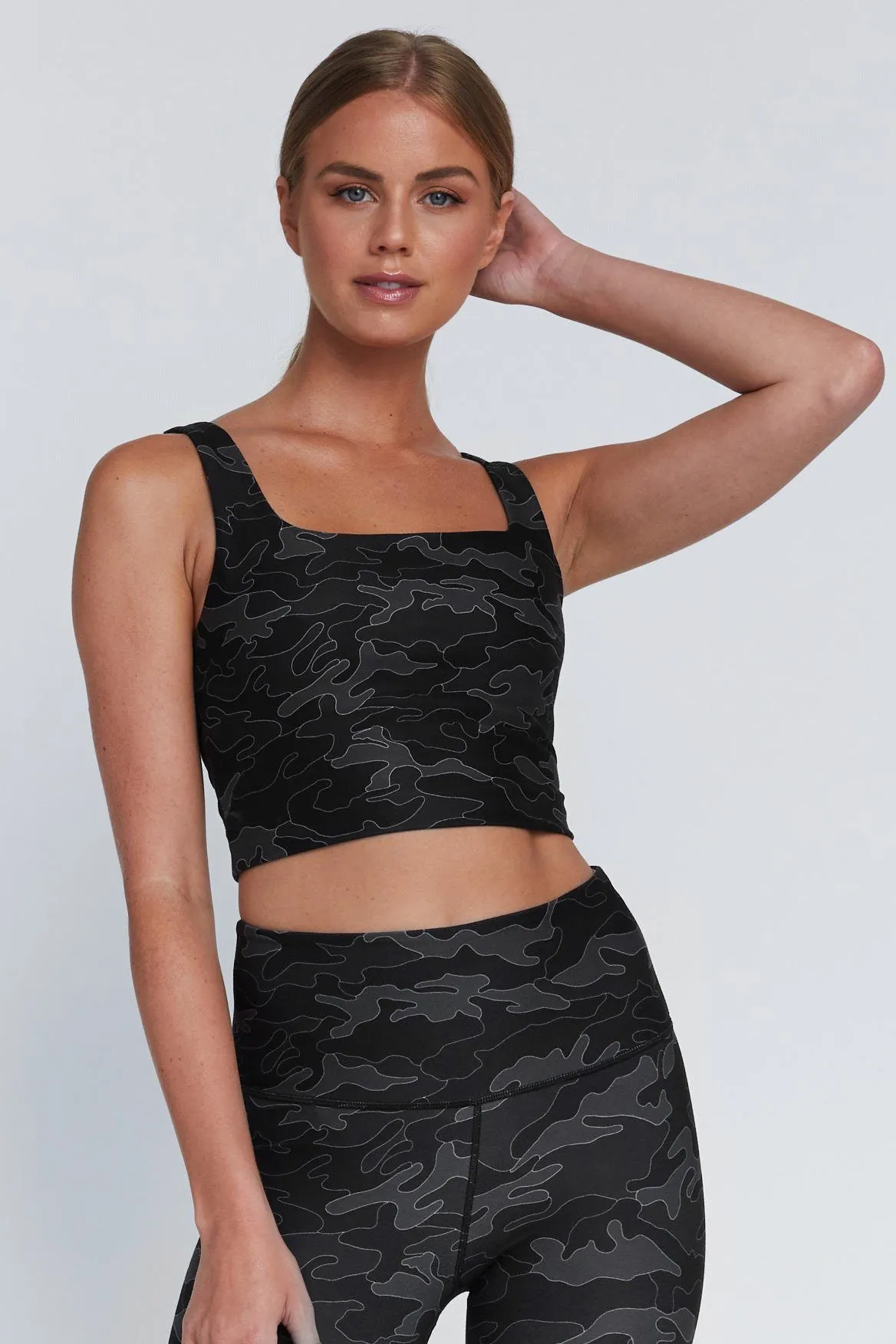 Thalia Cropped Tank Black Line Camo