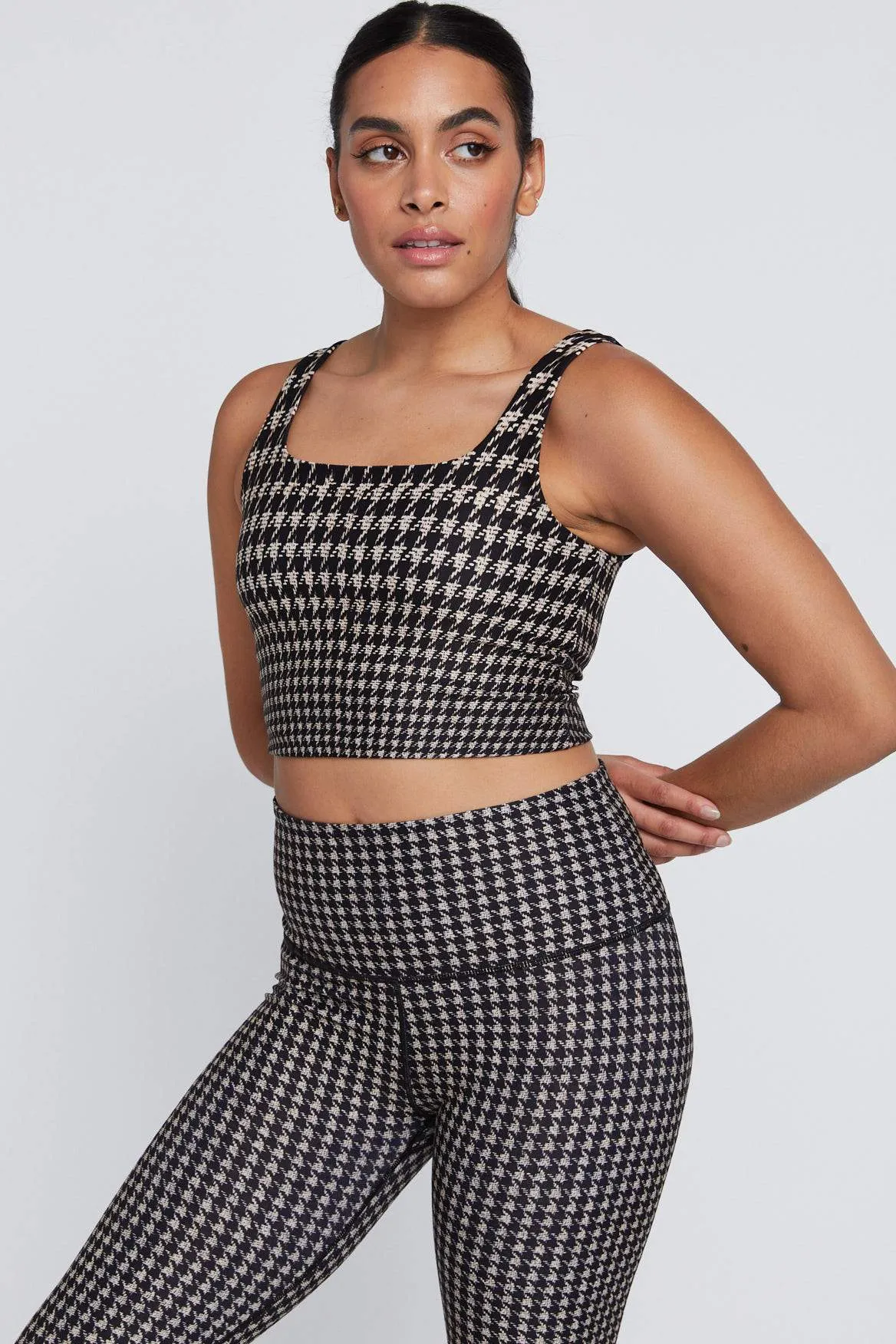 Thalia Cropped Tank Chino Houndstooth