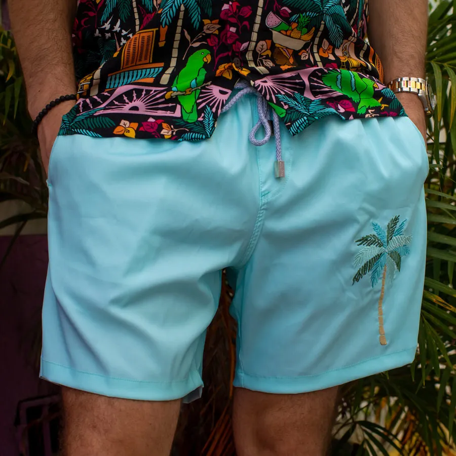 The Offshores - Palm Tree Embroidered Swim Trunks