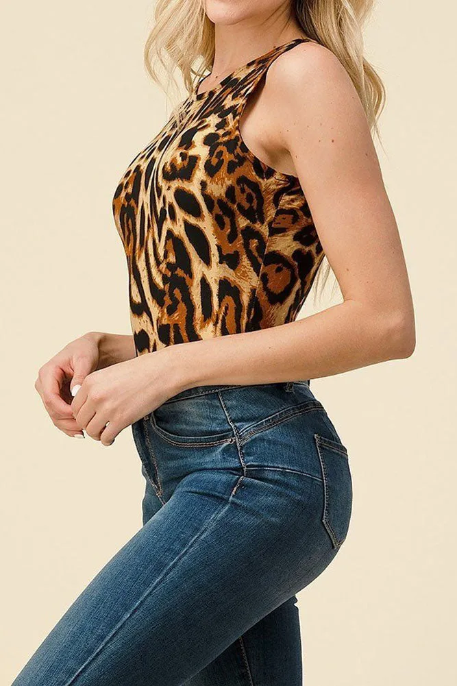 Women's Regular Big Pattern Leopard Print Bodysuit